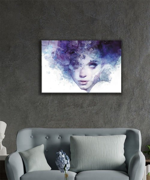 Kadınlar Kelebek Saç Cam Tablo  4mm Dayanıklı Temperli Cam, Women Butterfly Hair Glass Wall Art