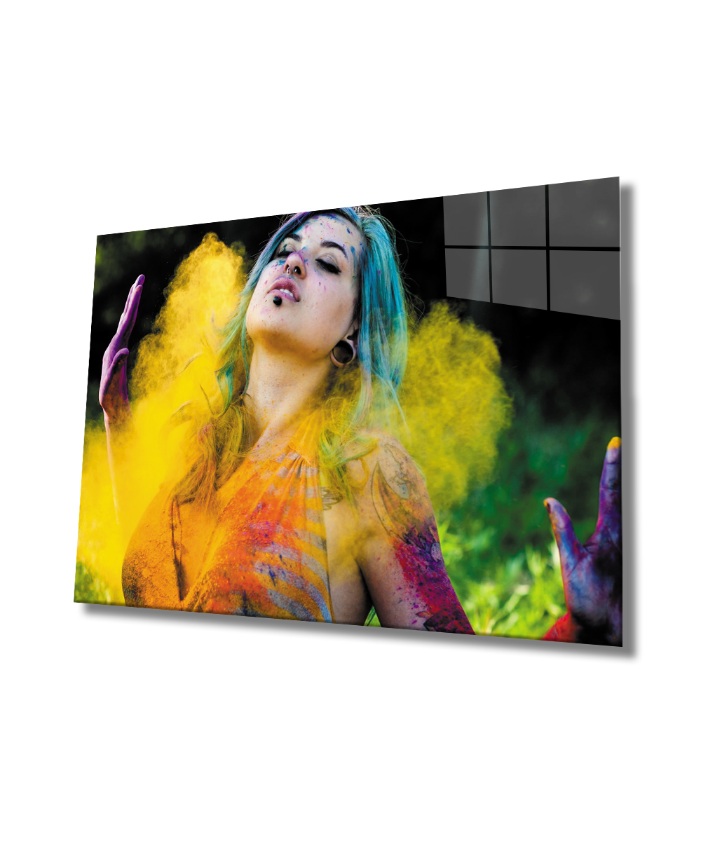 Kadınlar Renkli Cam Tablo  4mm Dayanıklı Temperli Cam, Women Colourful Glass Wall Art