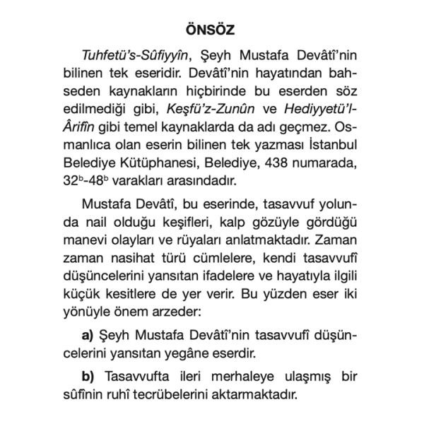 Tuhfetüs Sufiyyin | Şeyh Mustafa Devati