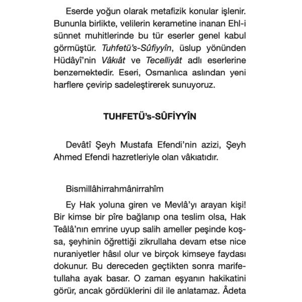 Tuhfetüs Sufiyyin | Şeyh Mustafa Devati