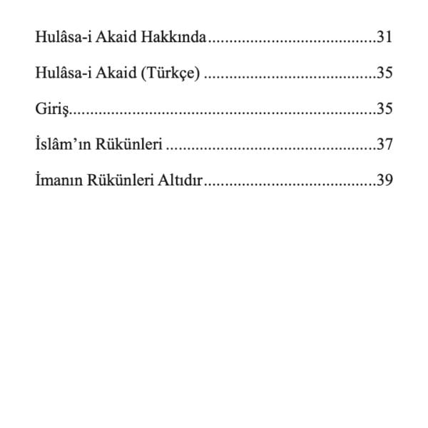 Akaidin Özü - Hülasai Akaid | Seyyid Abdullah Nehri