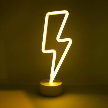 Sarı Şimşek Model Neon Led Işıklı Masa Lambası Dekoratif Aydınlatma Gece Lambası