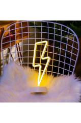 Sarı Şimşek Model Neon Led Işıklı Masa Lambası Dekoratif Aydınlatma Gece Lambası
