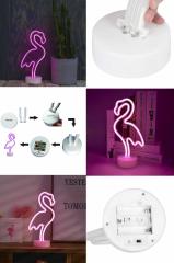 Pembe Flamingo Model Neon Led Işıklı Masa Lambası Dekoratif Aydınlatma Gece Lambası