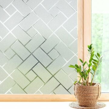TechnoSmart 45cmx100cm Buzlu Desenli Cam Kaplama Filmi Statik Duşa Kabin Ofis Dekorasyon Folyo