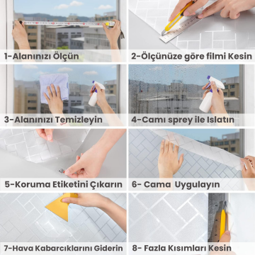 TechnoSmart 60cmx100cm Buzlu Desenli Cam Kaplama Filmi Statik Duşa Kabin Ofis Dekorasyon Folyo