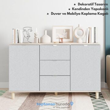 TechnoSmart 60cm×500cm Kendinden Yapışkanlı Modern Görünümlü Duvar Kağıdı Mutfak Dolap Masa Kaplama Antrasit