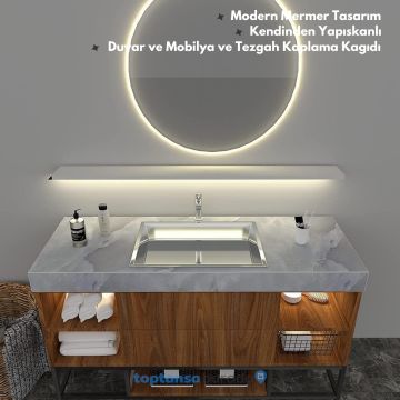 TechnoSmart 60cm×500cm Kendinden Yapışkanlı Mermer Desen Folyo Mutfak Dolap Masa Kaplama DuvarKağıdı Sarı