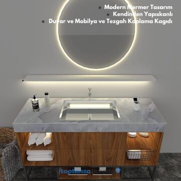 TechnoSmart 60cm×500cm Kendinden Yapışkanlı Mermer Desen Folyo Mutfak Dolap Masa Kaplama DuvarKağıdı Gri
