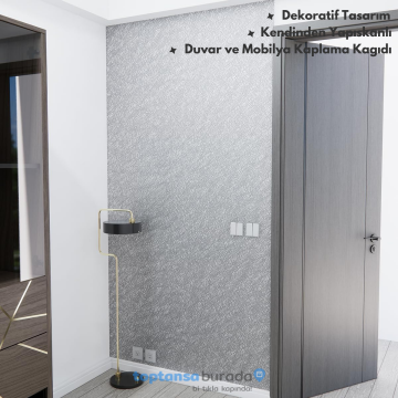 TechnoSmart 60cm×500cm Kendinden Yapışkanlı Modern Görünümlü Duvar Kağıdı Mutfak Dolap Masa Kaplama Gri