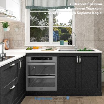 TechnoSmart 60cm×500cm Kendinden Yapışkanlı Modern Görünümlü Duvar Kağıdı Mutfak Dolap Masa Kaplama Antrasit