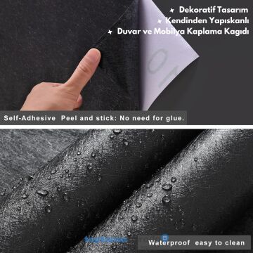 TechnoSmart 60cm×500cm Kendinden Yapışkanlı Modern Görünümlü Duvar Kağıdı Mutfak Dolap Masa Kaplama Antrasit