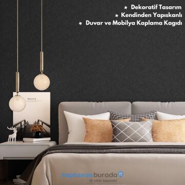 TechnoSmart 60cm×500cm Kendinden Yapışkanlı Modern Görünümlü Duvar Kağıdı Mutfak Dolap Masa Kaplama Antrasit