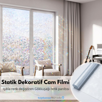 TechnoSmart 45cmx100cm Buzlu Desenli Cam Kaplama Filmi Statik Duşa Kabin Ofis Dekorasyon Folyo