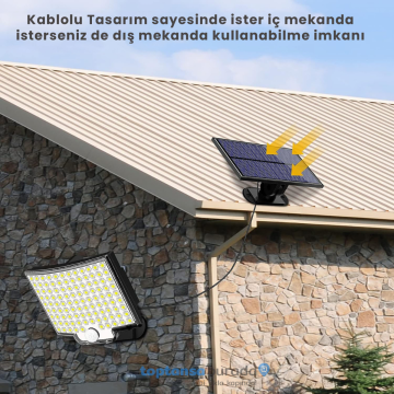 TechnoSmart Solar Güneş Enerjili 110 Ledli Kumandalı Hareket Sensörlü 3 Modlu Bahçe Aydınlatma Lamba