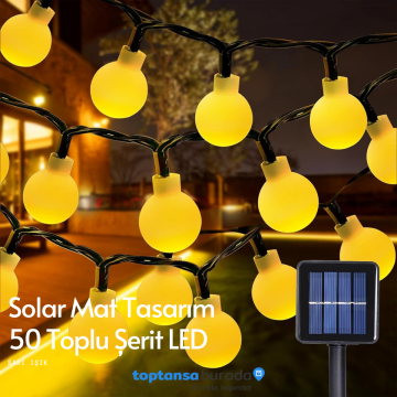 TechnoSmart Solar 50 Ledli Top 8 Modlu Sarı Işık Bahçe Aydınlatma Dekorasyon Güneş Enerjili