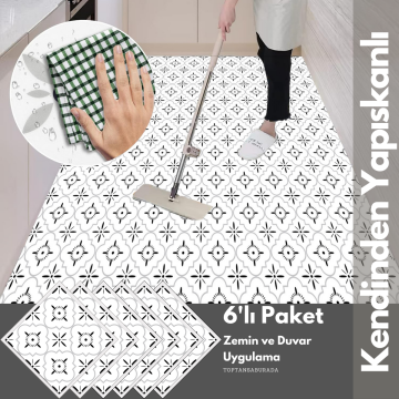 TechnoSmart 6Adet 20cm×20cm Kendinden Yapışkanlı Duvar Kaplama Mutfak Banyo PVC Sticker Dekorasyon