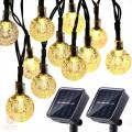 50 Ledli 8 Modlu Solar Kristal Top Bahçe Aydınlatma Dekorasyon Güneş Enerji Sarı ışık