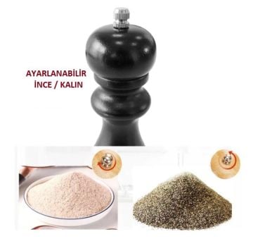TechnoSmart Karabiber Tuz Kahve Baharat Öğütücü Ahşap Manuel El Değirmeni Tuzluk Kahverengi