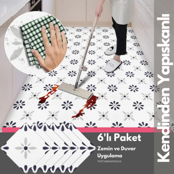 TechnoSmart 6Adet 20cm×20cm Kendinden Yapışkanlı Duvar Kaplama Mutfak Banyo PVC Sticker Dekorasyon