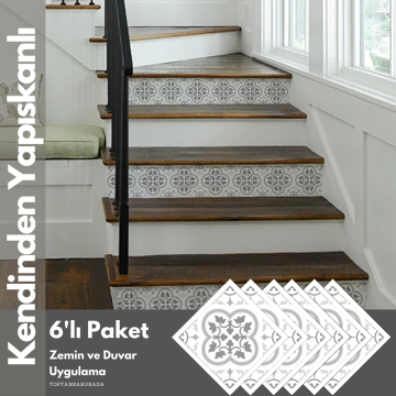 TechnoSmart 6Adet 20cm×20cm Kendinden Yapışkanlı Duvar Kaplama Mutfak Banyo PVC Sticker Dekorasyon