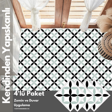 TechnoSmart 4Adet 30cm×30cm Kendinden Yapışkanlı Duvar Kaplama Mutfak Banyo PVC Sticker Dekorasyon