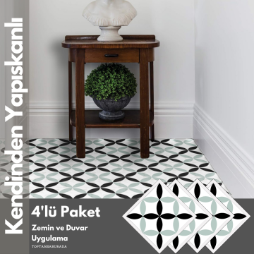 TechnoSmart 4Adet 30cm×30cm Kendinden Yapışkanlı Duvar Kaplama Mutfak Banyo PVC Sticker Dekorasyon