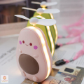 Led Işıklı Makyaj Aynası Mini El Fanı Usb Şarjlı Avakado Figürlü Fonksiyonel Vantilatör