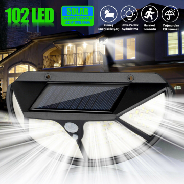 TechnoSmart 102 Ledli Solar Güneş Enerjili Bahçe Aydınlatması Lamba Hareket Sensörlü Oval 3 Modlu
