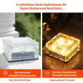 TechnoSmart Solar Güneş Enerjili 4 Ledli Buz Cam Zemin Dekoratif Bahçe Aydınlatma Kristal Gömülü 1 Adet
