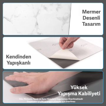 TechnoSmart 4Adet 30cm×30cm Kendinden Yapışkanlı LVT Zemin ve Duvar Kaplama Mutfak Banyo Karo Stickr