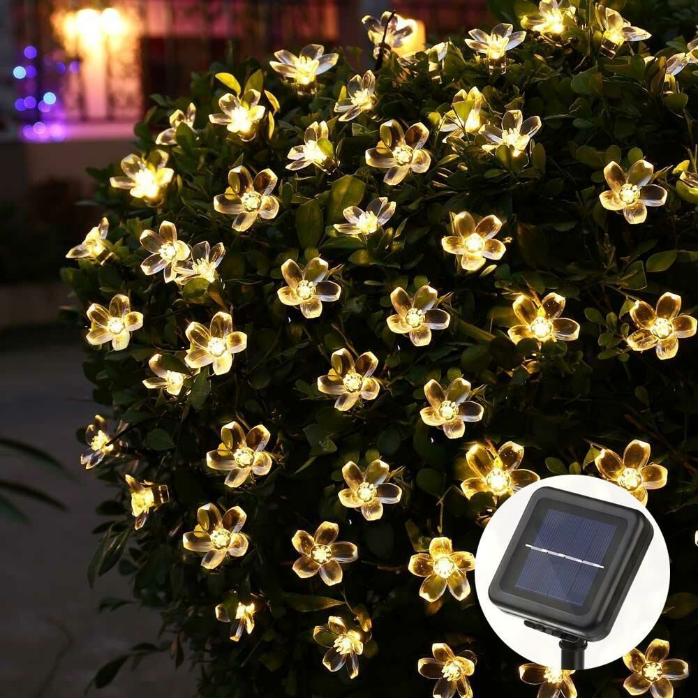 TechnoSmart 50 Ledli Solar Çiçekli Gün Işığı Bayçe Aydınlatma Dekorasyon Güneş Enerjili