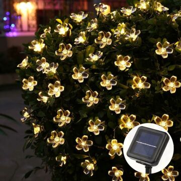 TechnoSmart 50 Ledli Solar Çiçekli Gün Işığı Bayçe Aydınlatma Dekorasyon Güneş Enerjili