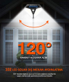 TechnoSmart 102 Ledli Solar Güneş Enerjili 3 Modlu Bahçe Aydınlatması Hareket Sensörlü Lamba