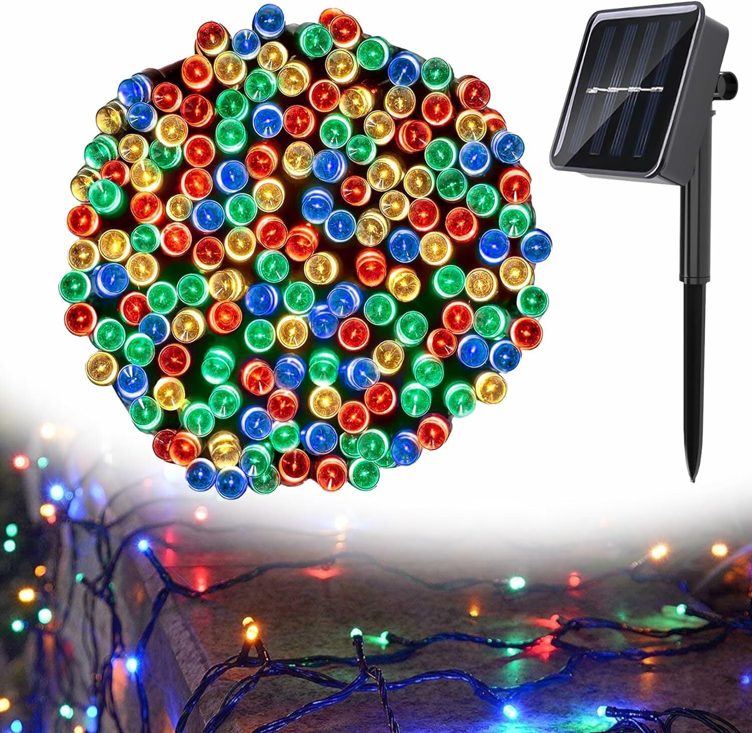 TechnoSmart Solar 100 Ledli 12 Metre Bahçe Aydınlatma Dekorasyon Güneş Enerjili Led RGB Işık