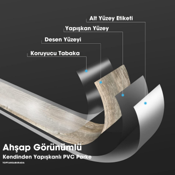 TechnoSmart 7Adet 15cm×91cm Kendinden Yapışkanlı LVT Laminant Görünümlü Zemin Kaplama Mutfak Karo