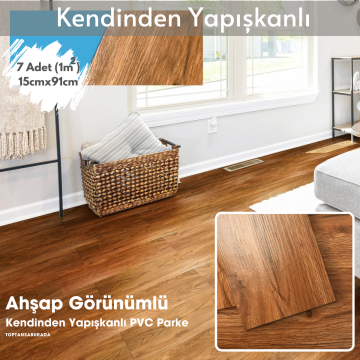 TechnoSmart 7Adet 15cm×91cm Kendinden Yapışkanlı LVT Laminant Görünümlü Zemin Kaplama Mutfak Karo