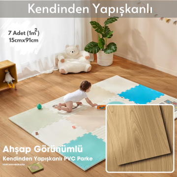TechnoSmart 7Adet 15cm×91cm Kendinden Yapışkanlı LVT Laminant Görünümlü Zemin Kaplama Mutfak Karo