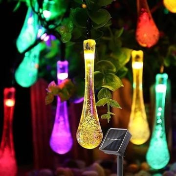Trendpoint Solar 30 Ledli Su Damlası Model RGB Renkli Güneş Enerjili Lamba Bahçe Aydınlatma Modlu