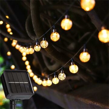 Trendpoint 40 Ledli 8 Modlu Solar Büyük Kristal Top Bahçe Aydınlatma Dekorasyon GüneşEnerji Sarıışık