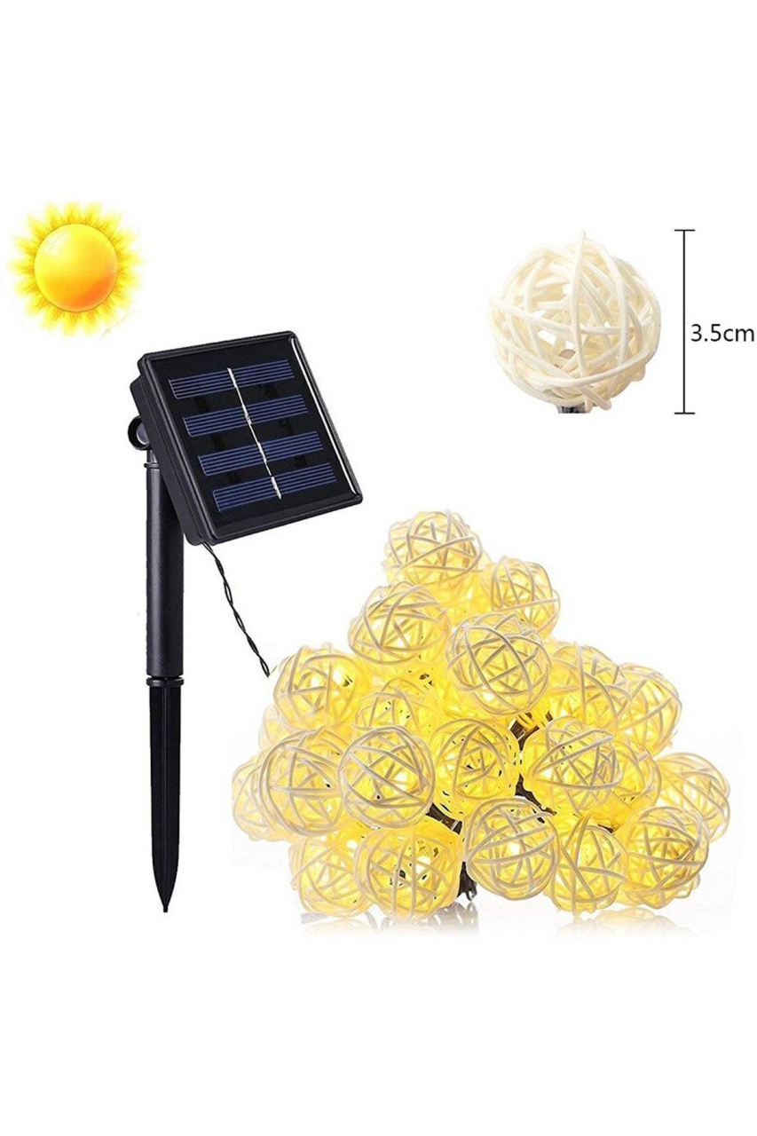 TechnoSmart 30 Adet Rattan Model Solar Bahçe Aydınlatma Dekorasyon Modlu Güneş Enerjili Büyük Toplu