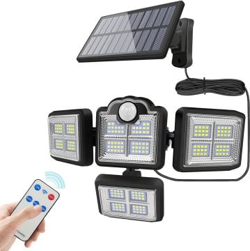 TechnoSmart Solar Güneş Enerjili 198 Ledli Kumandalı Hareket Sensörlü Bahçe Aydınlatma Sokak Lambası