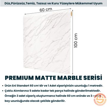 TechnoSmart 60x500cm Mat Mermer Desenli Kendinden Yapışkanlı Duvar Kağıdı Kaplama Mutfak Masa Folyo Beyaz