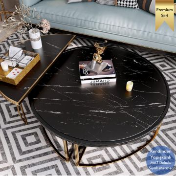 TechnoSmart 60x500cm Mat Mermer Desenli Kendinden Yapışkanlı Duvar Kağıdı Kaplama Mutfak Masa Folyo Siyah