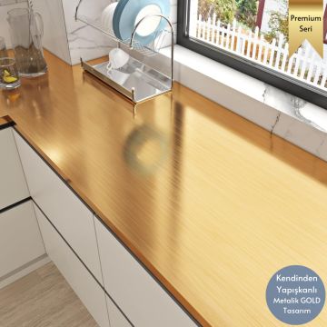 TechnoSmart 60cm×500cm Kendinden Yapışkanlı Metalik Folyo Mutfak Dolap Masa Kaplama Duvar Kağıdı