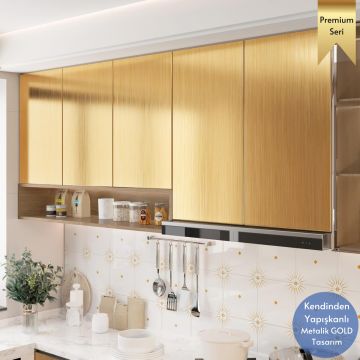 TechnoSmart 60cm×500cm Kendinden Yapışkanlı Metalik Folyo Mutfak Dolap Masa Kaplama Duvar Kağıdı