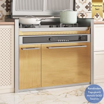 TechnoSmart 60cm×500cm Kendinden Yapışkanlı Metalik Folyo Mutfak Dolap Masa Kaplama Duvar Kağıdı Gold