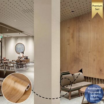 TechnoSmart 60×500cm Kendinden Yapışkanlı Dokulu Ahşap Görünümlü Premium Duvar Kağıdı Dolap Kaplama