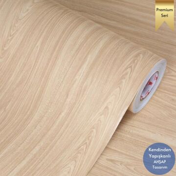 TechnoSmart 60×500cm Kendinden Yapışkanlı Dokulu Ahşap Görünümlü Premium Duvar Kağıdı Dolap Kaplama