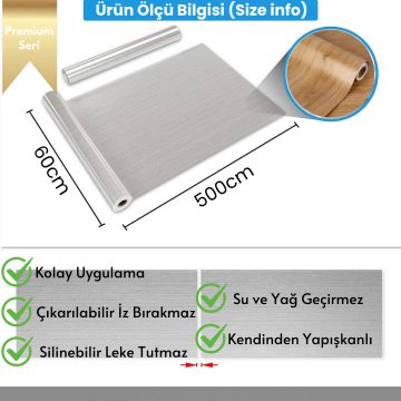 TechnoSmart 60×500cm Kendinden Yapışkanlı Dokulu Ahşap Görünümlü Premium Duvar Kağıdı Dolap Kaplama Koyu Ahşap